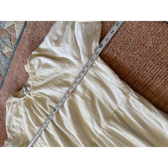 Madewell Ivory Tiered Midi Dress Short Sleeve Cotton Size 1X - Picture 4 of 9